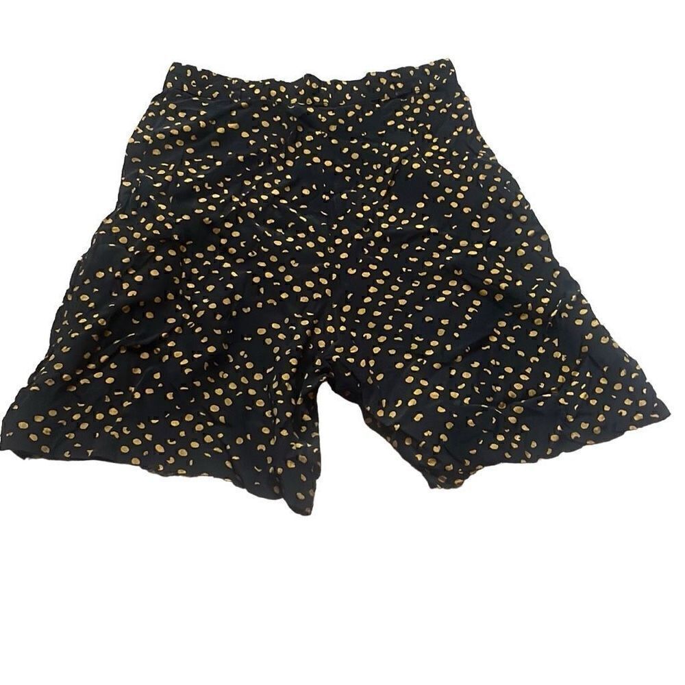 Claude Womens Small Vintage 1990s Black Yellow Polka Dot High Rise Flowy Shorts‎